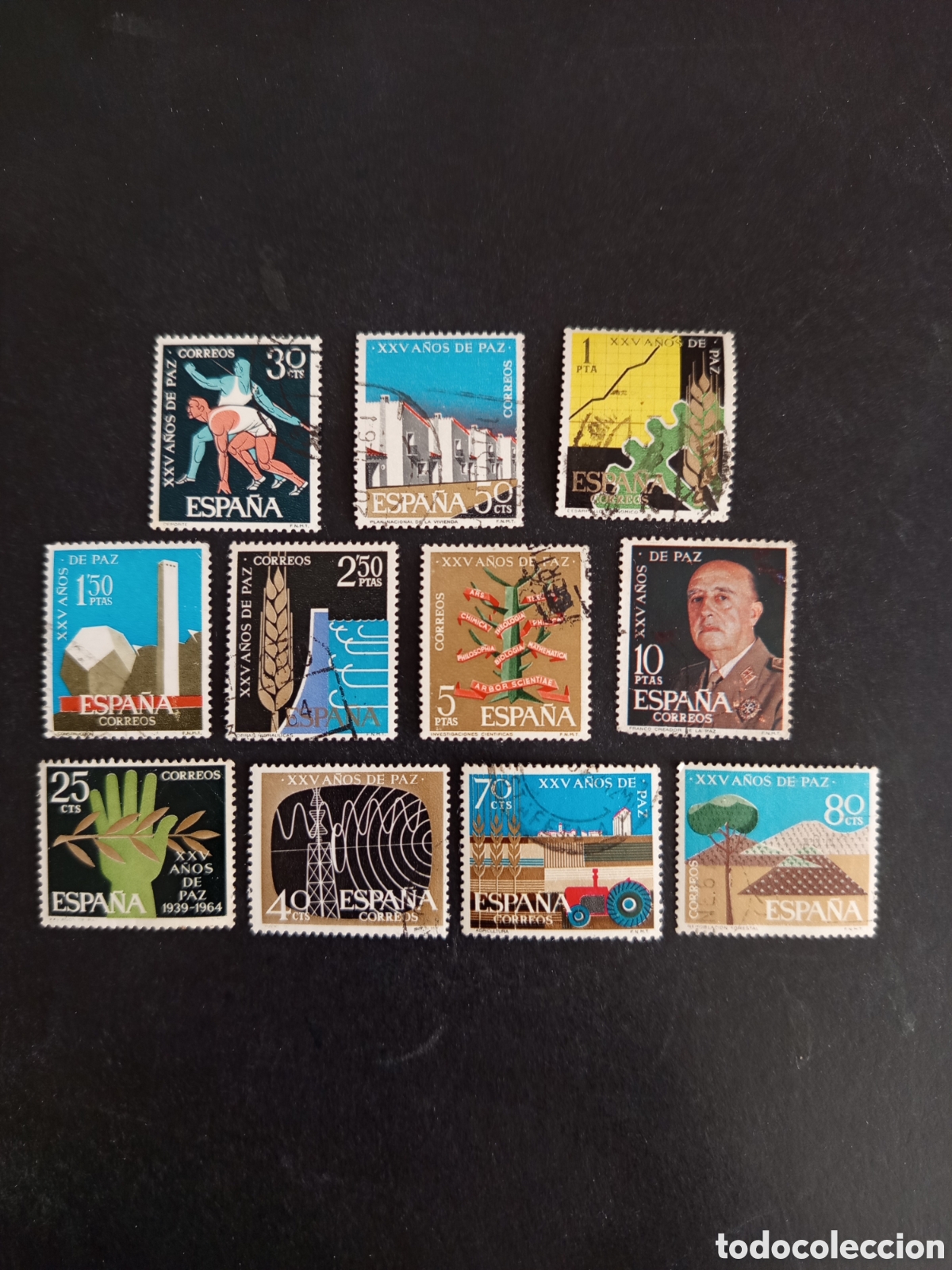 Sellos: Espa&ntilde;a, 1964. XXV A&ntilde;os de Paz Espa&ntilde;ola. Ed. 1576/83; 1585; 1587 y 1589. Pedido m&iacute;nimo 3 &euro;. Ver fotos