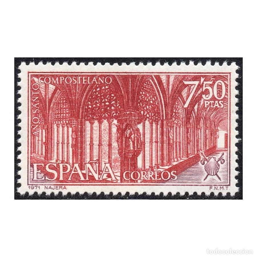 Sellos: Espa&ntilde;a 1971 [SLL] A&ntilde;o Santo Compostelano. Santa Mar&iacute;a La Real. N&aacute;jera (MNH)