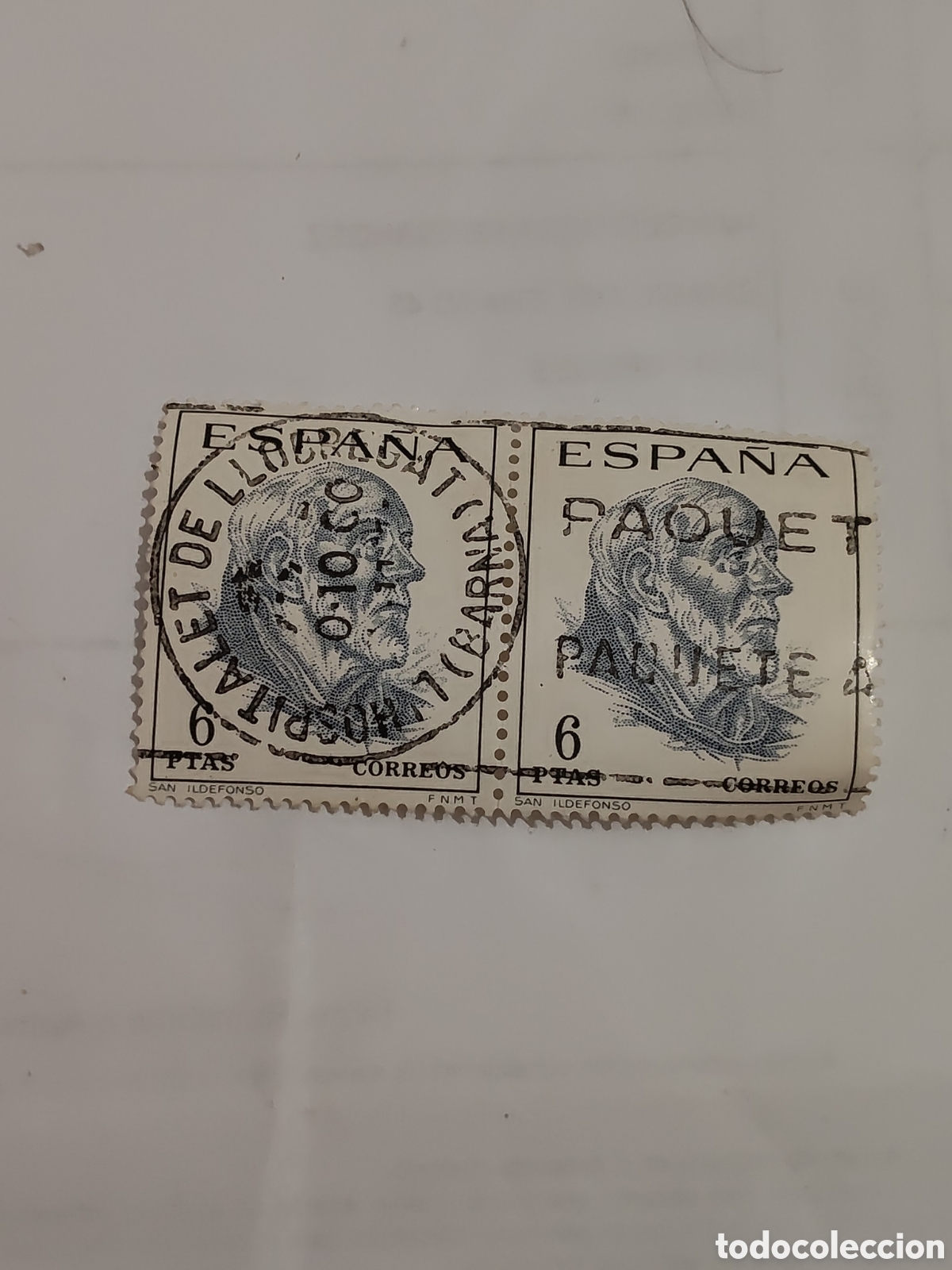 Sellos: Bloque de 2 sellos de Espa&ntilde;a San Ildefonso 1967 - Foto 1