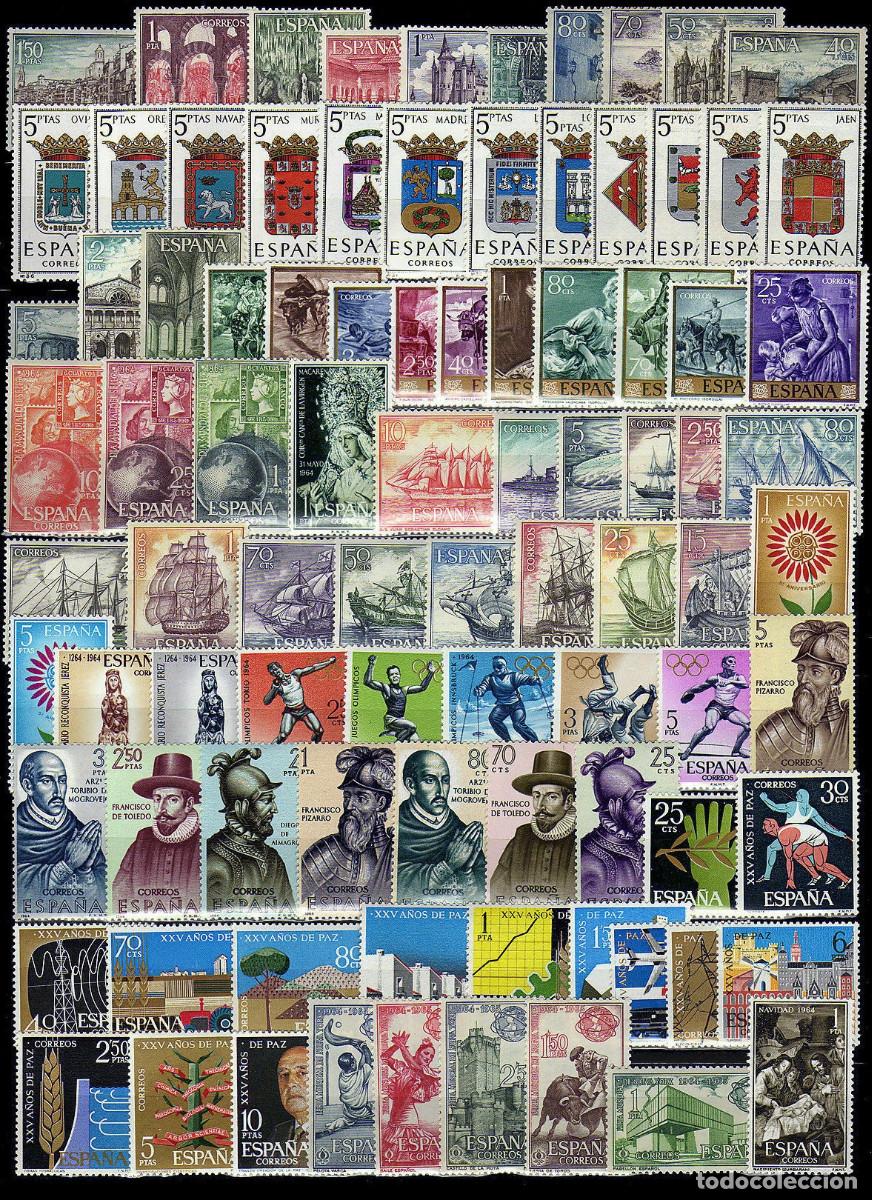 Sellos: sellos Espa&ntilde;a 1964 sellos nuevos MNH a&ntilde;o completo CON ESCUDOS CAPITALES Edifil 1541 1630 AC