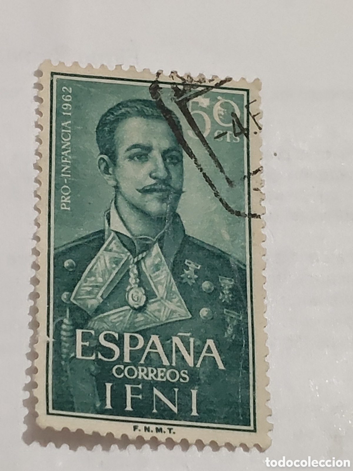 Sellos: Sello Ifni retrato del marino ,historiador y cart&oacute;grafo Ces&aacute;reo Fernandez Duro 1962