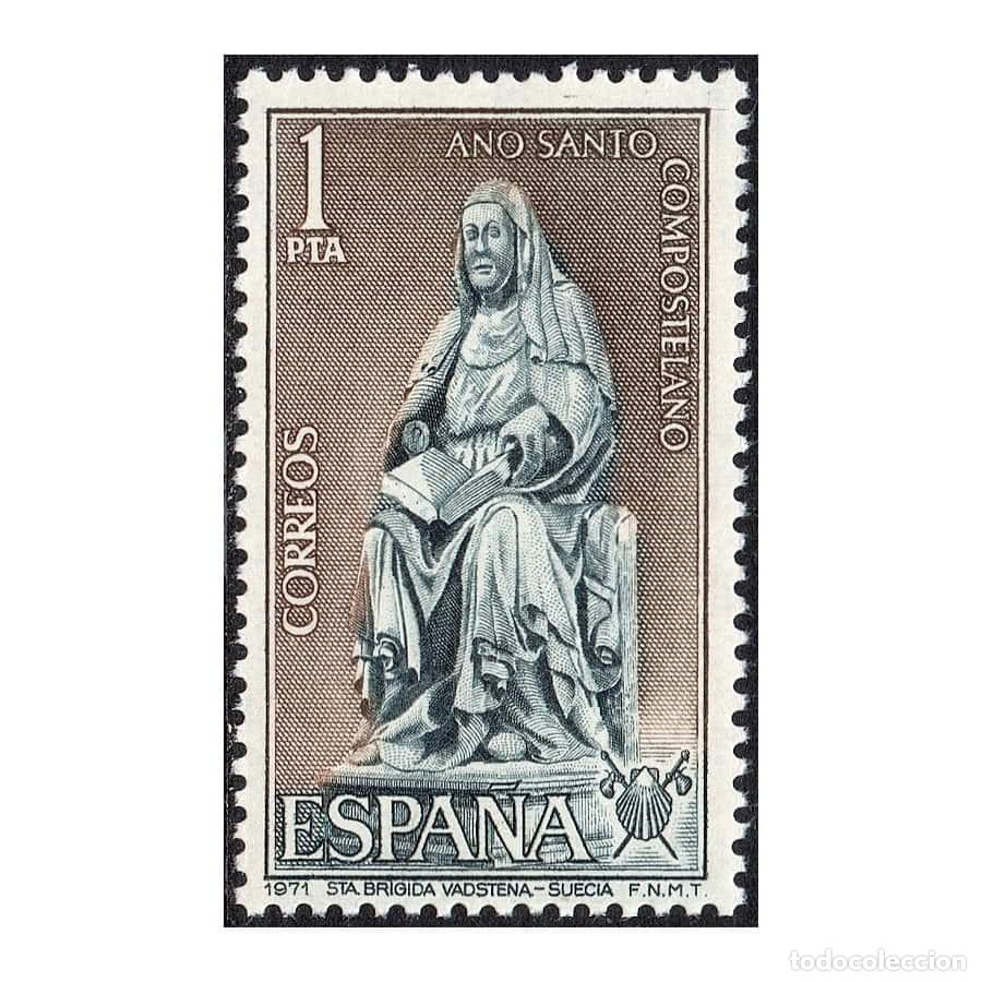 Sellos: Espa&ntilde;a 1971 [SLL] A&ntilde;o Santo Compostelano. Santa Br&iacute;gida. Vadstena (MNH)