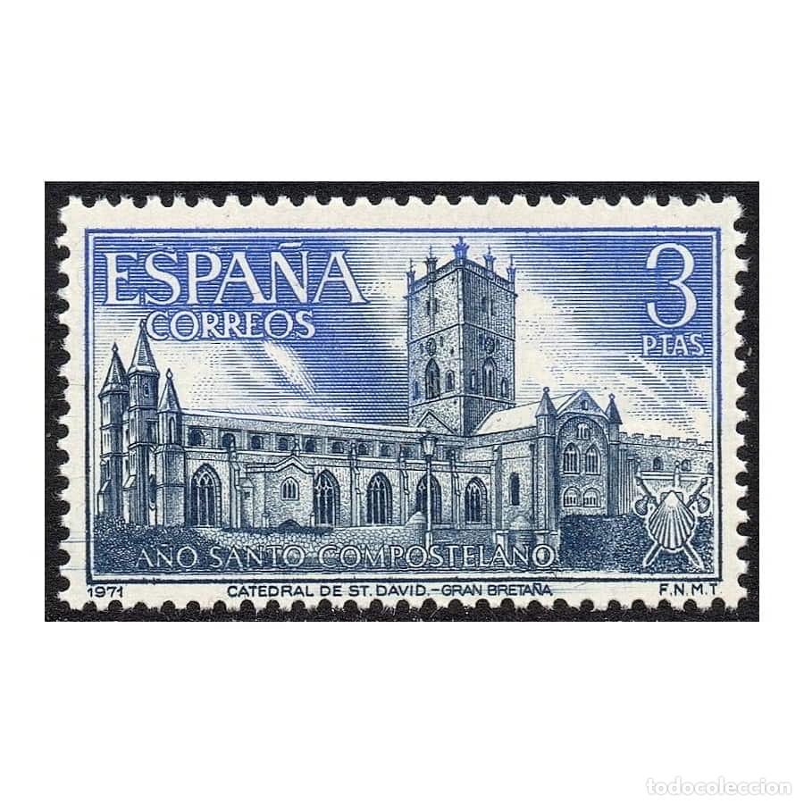 Sellos: Espa&ntilde;a 1971 [SLL] A&ntilde;o Santo Compostelano. Catedral de S. David. Gales (MNH)