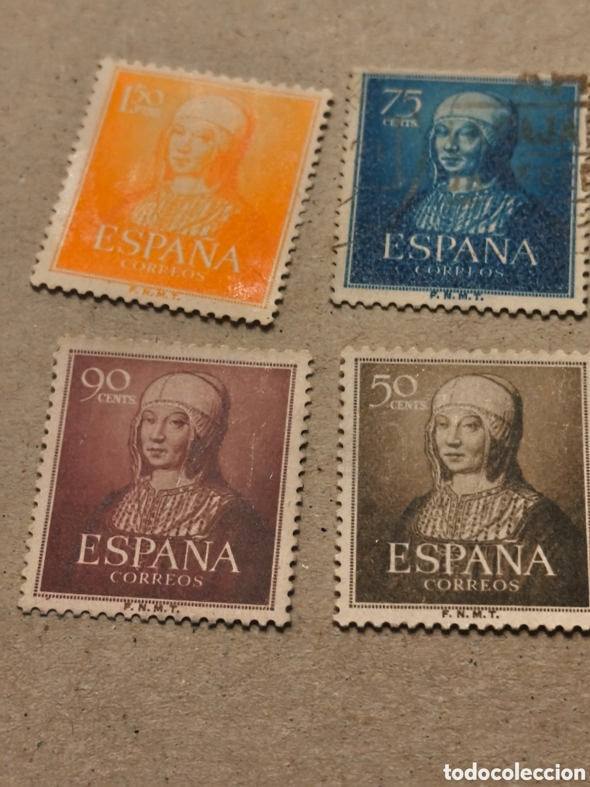 Timbres: Lote de 4 sellos de la serie de Isabel terrestre uno usado,3 nuevos sin goma&rdquo;ver