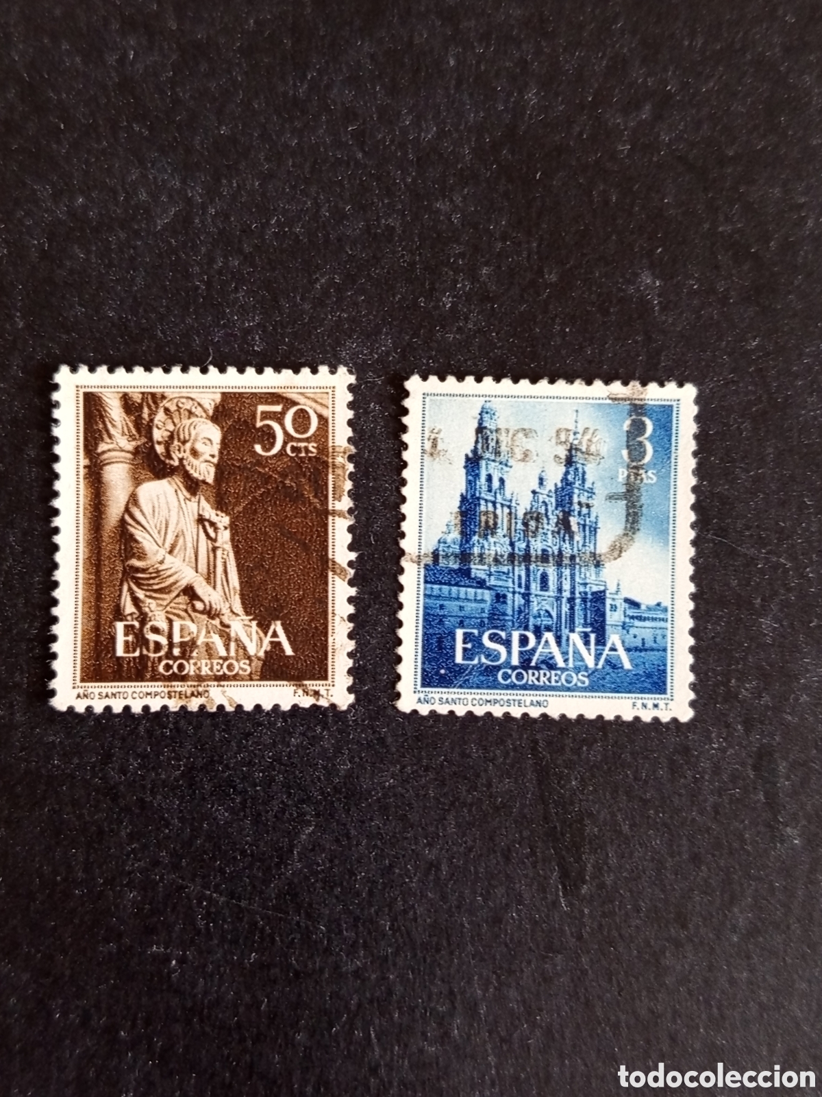 Sellos: Espa&ntilde;a, 1954. A&ntilde;o Santo Compostelano. Completa en usado. Ed. 1130/1. Pedido m&iacute;nimo 3 &euro;. Ver fotos.