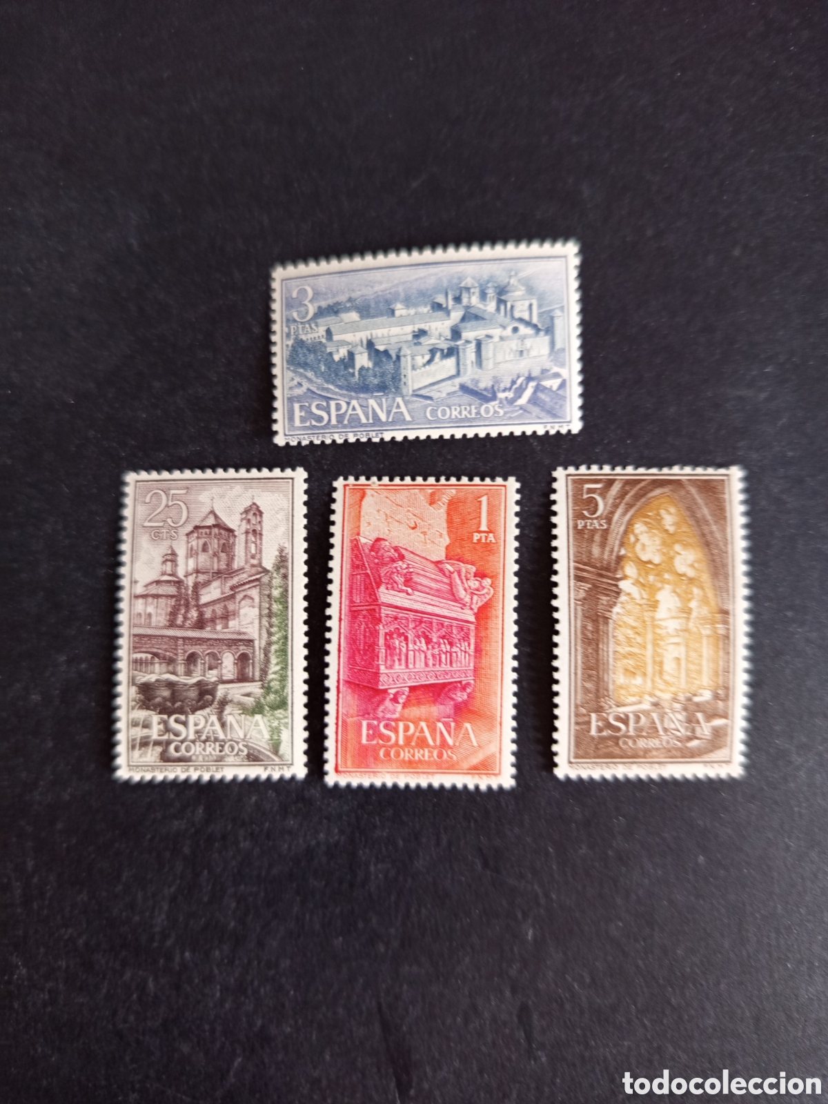 Sellos: Espa&ntilde;a, 1963. Monasterio de Poblet. Ed. 1494/7. Completa en nuevo. Pedido m&iacute;nimo 3 &euro;. Ver fotos.