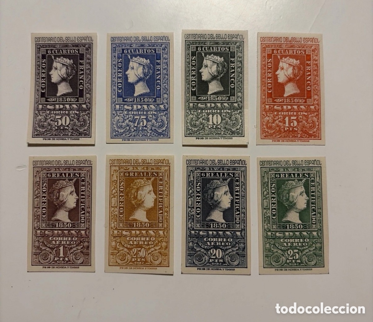 Briefmarken: Espa&ntilde;a 1950. EDIFIL 1075-1082. Centenario Del Sello Espa&ntilde;ol.