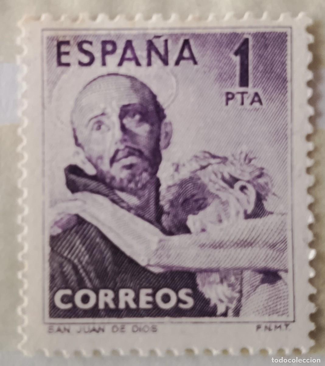 Sellos: Sellos. Edifil 1070. IV Centenario de la muerte de San Juan de Dios. A&ntilde;o 1950.