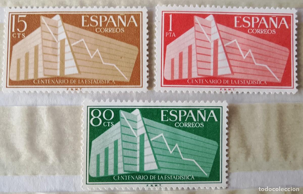 Sellos: Sellos. Edifil 1196/98. Centenario de la Estad&iacute;stica. A&ntilde;o 1956.
