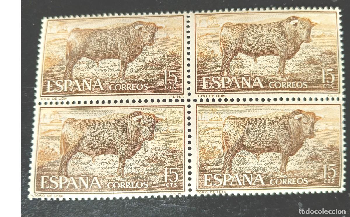 Francobolli: ESPA&Ntilde;A 1960 - Serie Fiesta Nacional - Tauromaquia - TORO DE LIDIA - Edifil 1254 - BLOQUE 4 SELLOS