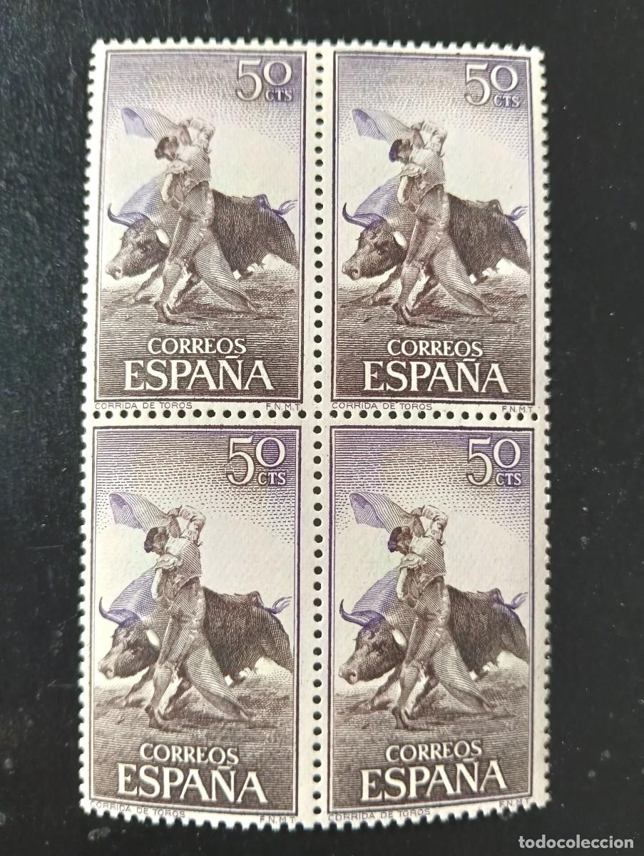 Sellos: ESPA&Ntilde;A 1960 - Serie Fiesta Nacional - Tauromaquia - CORRIDA DE TOROS - Edifil 1267 - BLOQUE 4 SELLOS