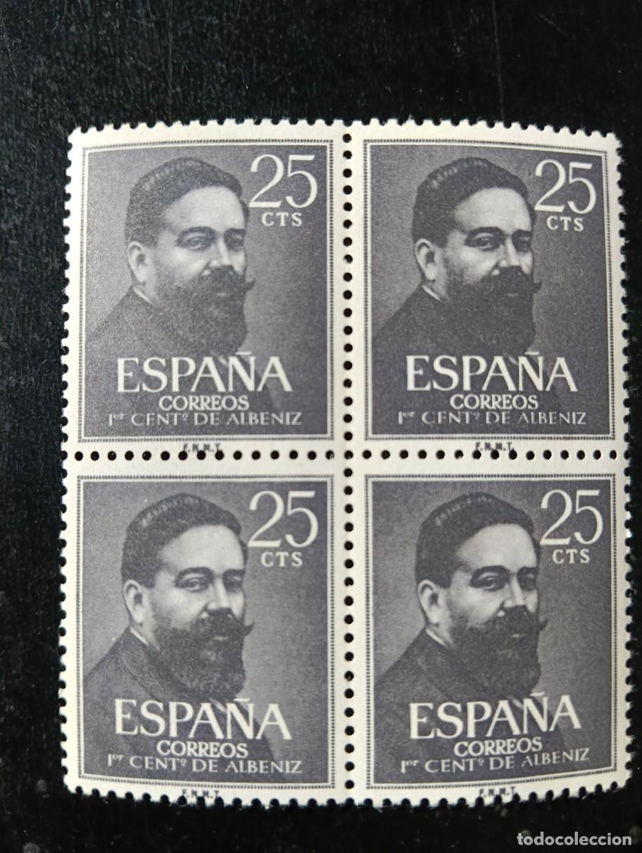Selos: ESPA&Ntilde;A 1960 - EDIFIL 1320 - CENTENARIO DEL NACIMIENTO DE ISAAC ALBENIZ - BLOQUE 4 SELLOS