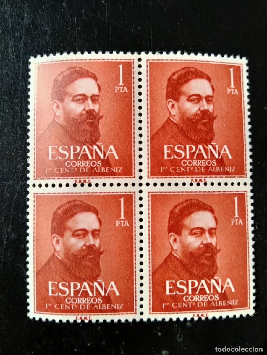 Selos: ESPA&Ntilde;A 1960 - EDIFIL 1321 - CENTENARIO DEL NACIMIENTO DE ISAAC ALBENIZ - BLOQUE 4 SELLOS
