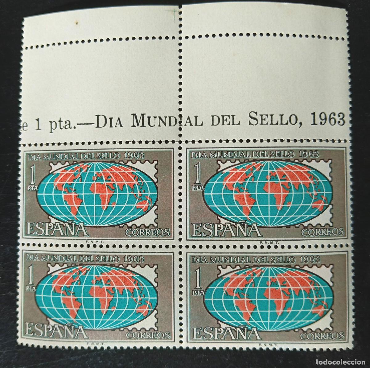 Sellos: ESPA&Ntilde;A 1963 - EDIFIL 1510 - DIA MUNDIAL DEL SELLO - BLOQUE 4 SELLOS