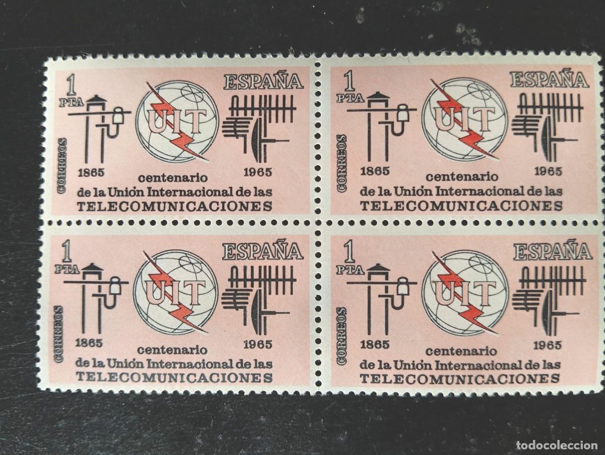 Sellos: ESPA&Ntilde;A 1965 - Edifil 1640 - UNION INTERNACIONAL DE LAS TELECOMUNICACIONES - BLOQUE 4 SELLOS