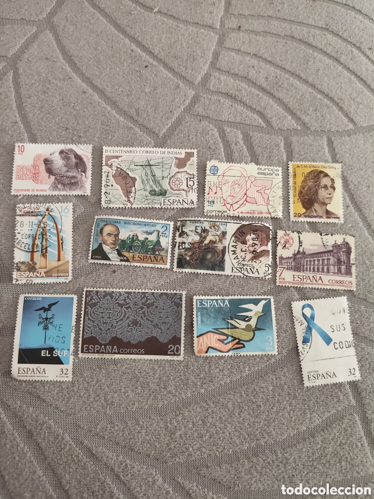 Stamps: 12 sellos de Espa&ntilde;a no repetidos tem&aacute;ticas diferentes