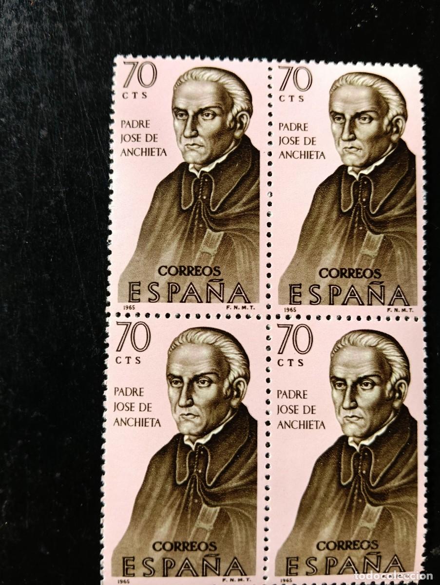 Stamps: Espa&ntilde;a 1965 - Edifil 1679 - Forjadores de Am&eacute;rica - PADRE JOSE DE ANCHIETA - Bloque de 4 sellos