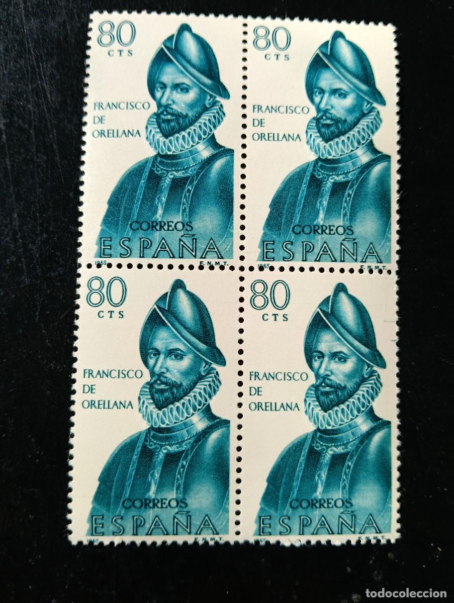 Sellos: Espa&ntilde;a 1965 - Edifil 1680 - Forjadores de Am&eacute;rica - ORELLANA - Bloque de 4 sellos
