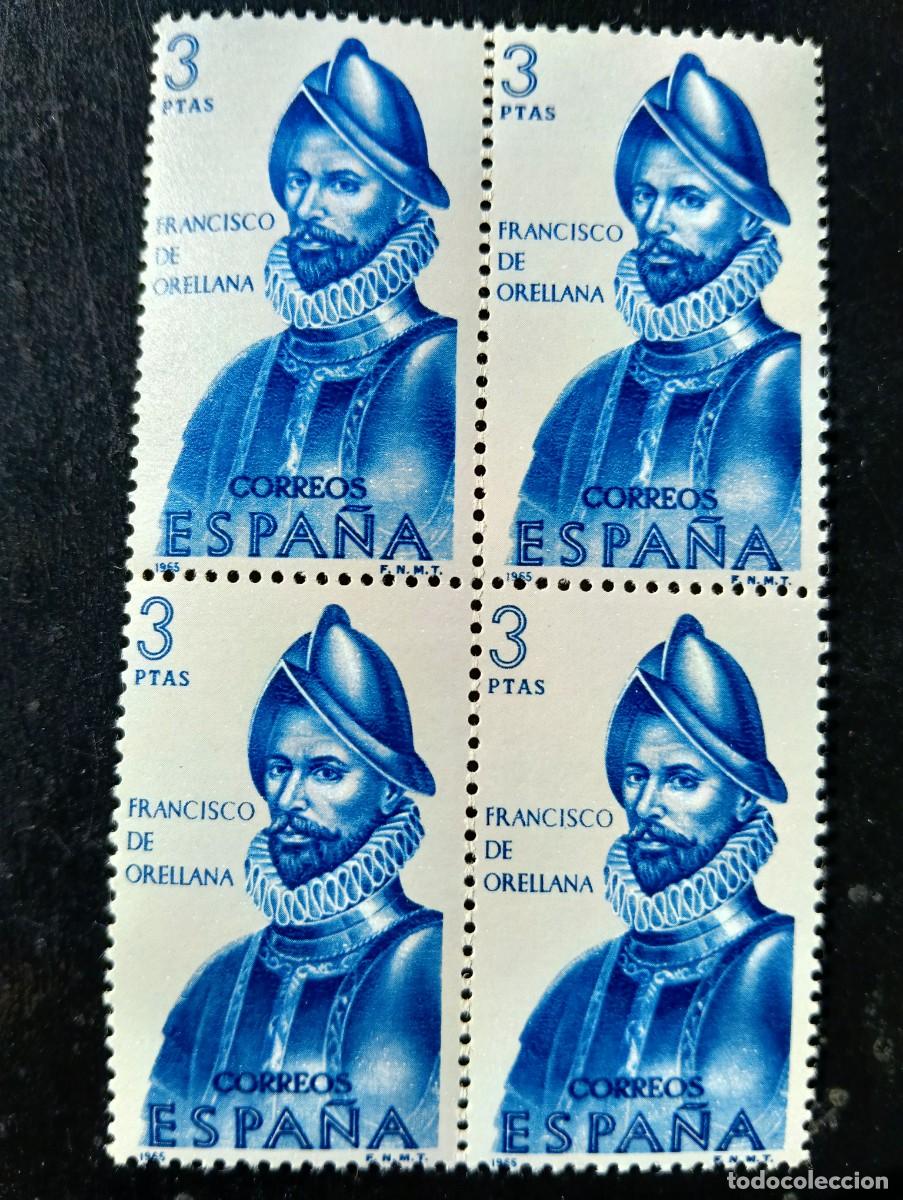 Sellos: Espa&ntilde;a 1965 - Edifil 1682 - Forjadores de Am&eacute;rica - ORELLANA - Bloque de 4 sellos