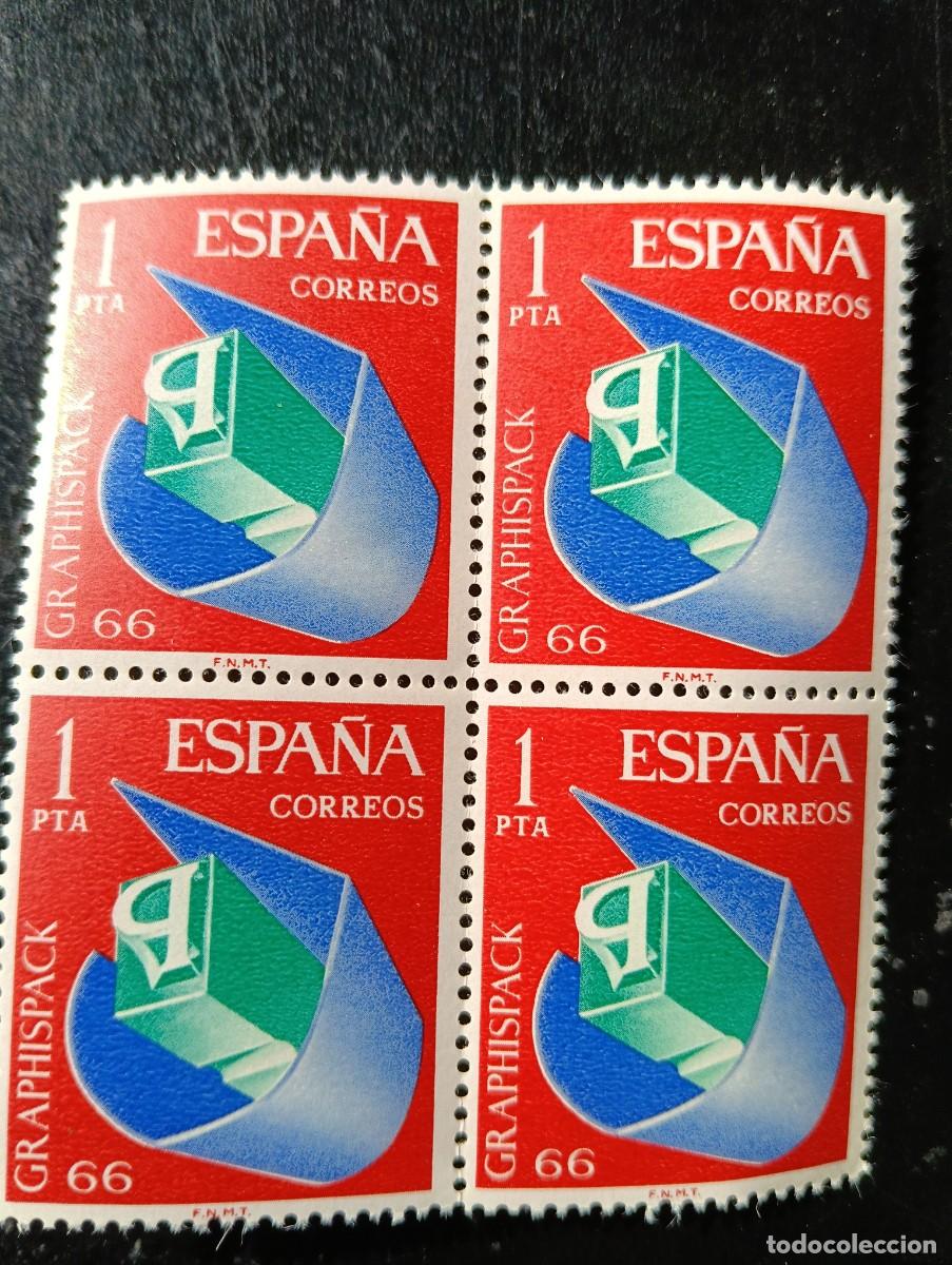 Francobolli: Espa&ntilde;a 1966 - Sal&oacute;n Artes Gr&aacute;ficas - Edifil 1709 - Bloque de 4