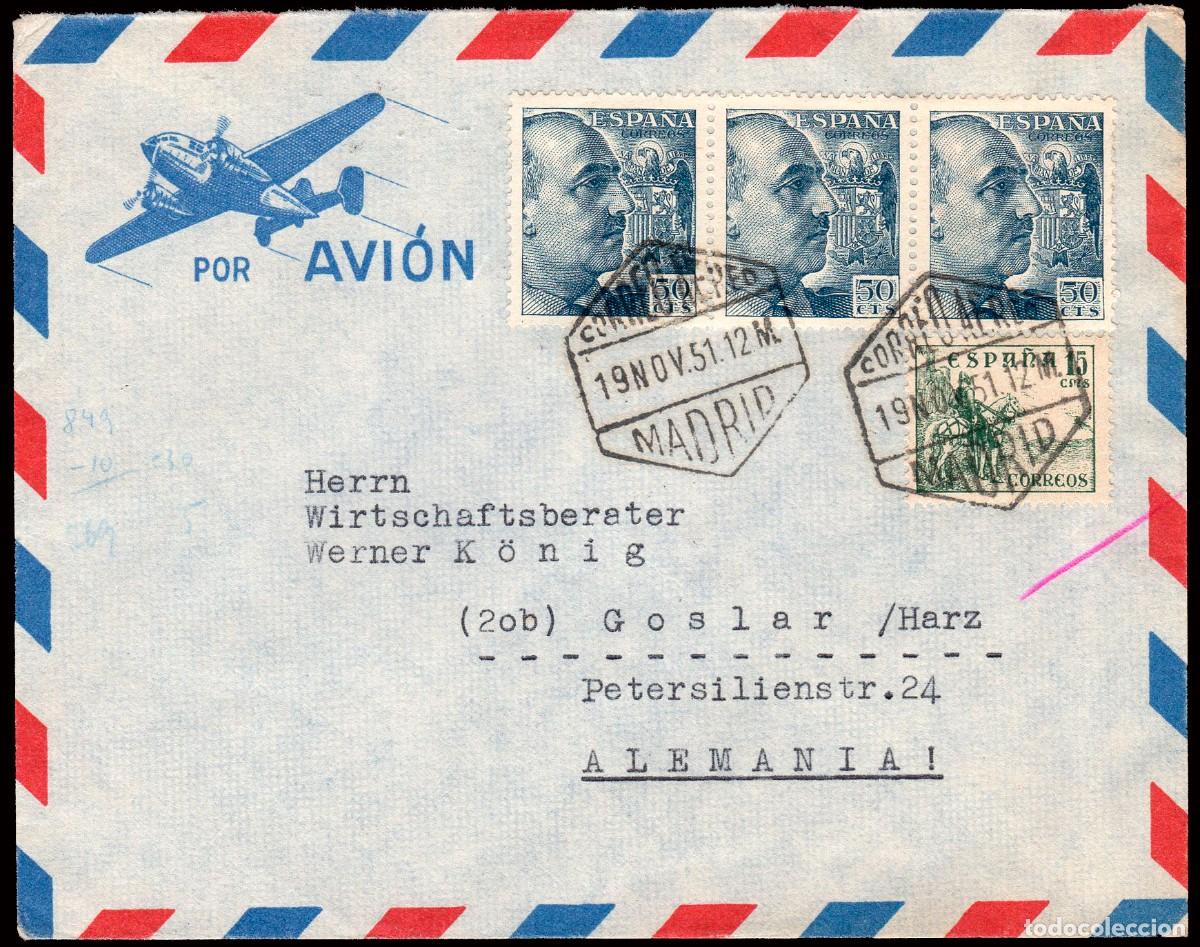 Francobolli: Espa&ntilde;a - Edi o 1053 - Sobre Mat &rdquo;Correo a&eacute;reo - 19/Nov./51 - Madrid&rdquo; a Alemania