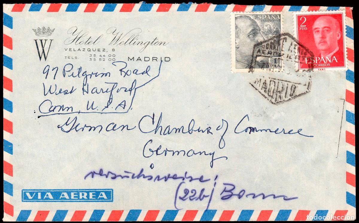 Timbres: Espa&ntilde;a - Edi o 1056+1157 - Sobre Mat &rdquo;Correo a&eacute;reo - Aeropuerto - Madrid&rdquo; a Alemania