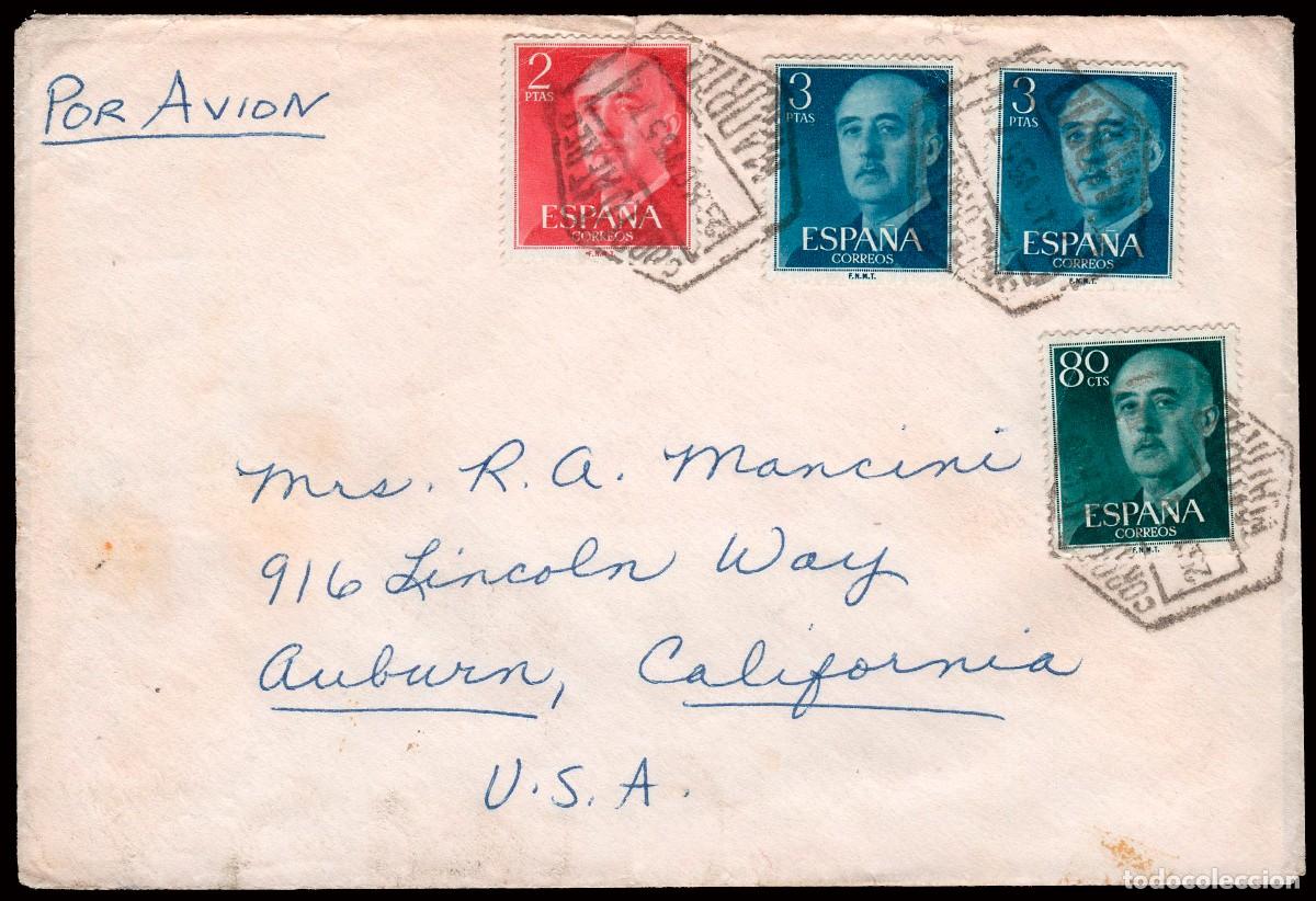 Timbres: Espa&ntilde;a - Edi o 1152+1157+1159(2) - Sobre Mat &rdquo;Correo a&eacute;reo 23/Nov./55 - Madrid&rdquo; a USA
