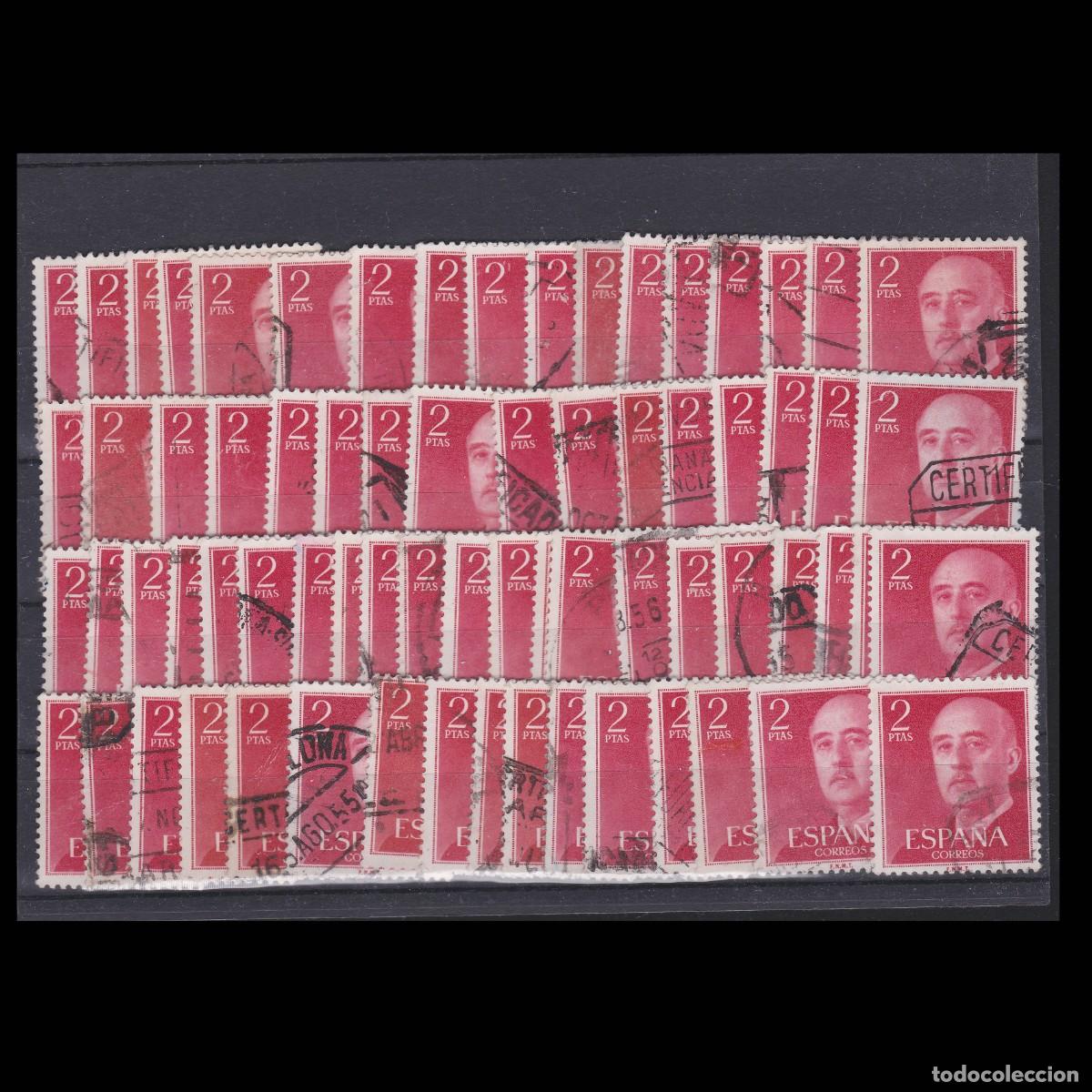 Briefmarken: General Franco 1955-56. 2p. rojo 70 Matasello Edifil 1157 + OBSEQUIO