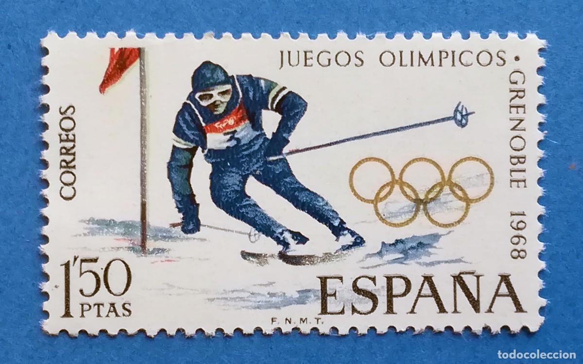 Timbres: X Juegos Ol&iacute;mpicos de Invierno de Grenoble 1968 (Esquiador). Edifil 1851. Nuevo, sin fijasellos.