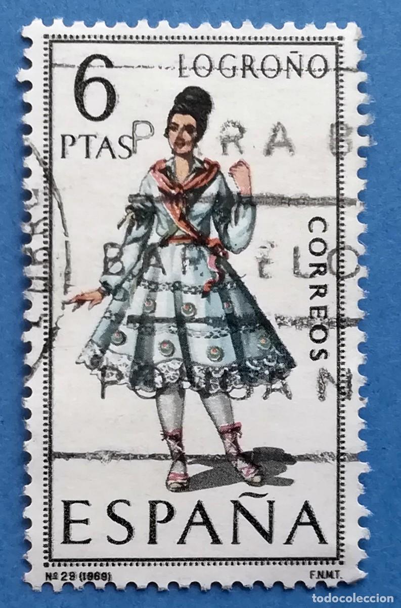 Francobolli: Trajes T&iacute;picos Espa&ntilde;oles. Logro&ntilde;o. Edifil 1850. Usado, sin fijasellos.