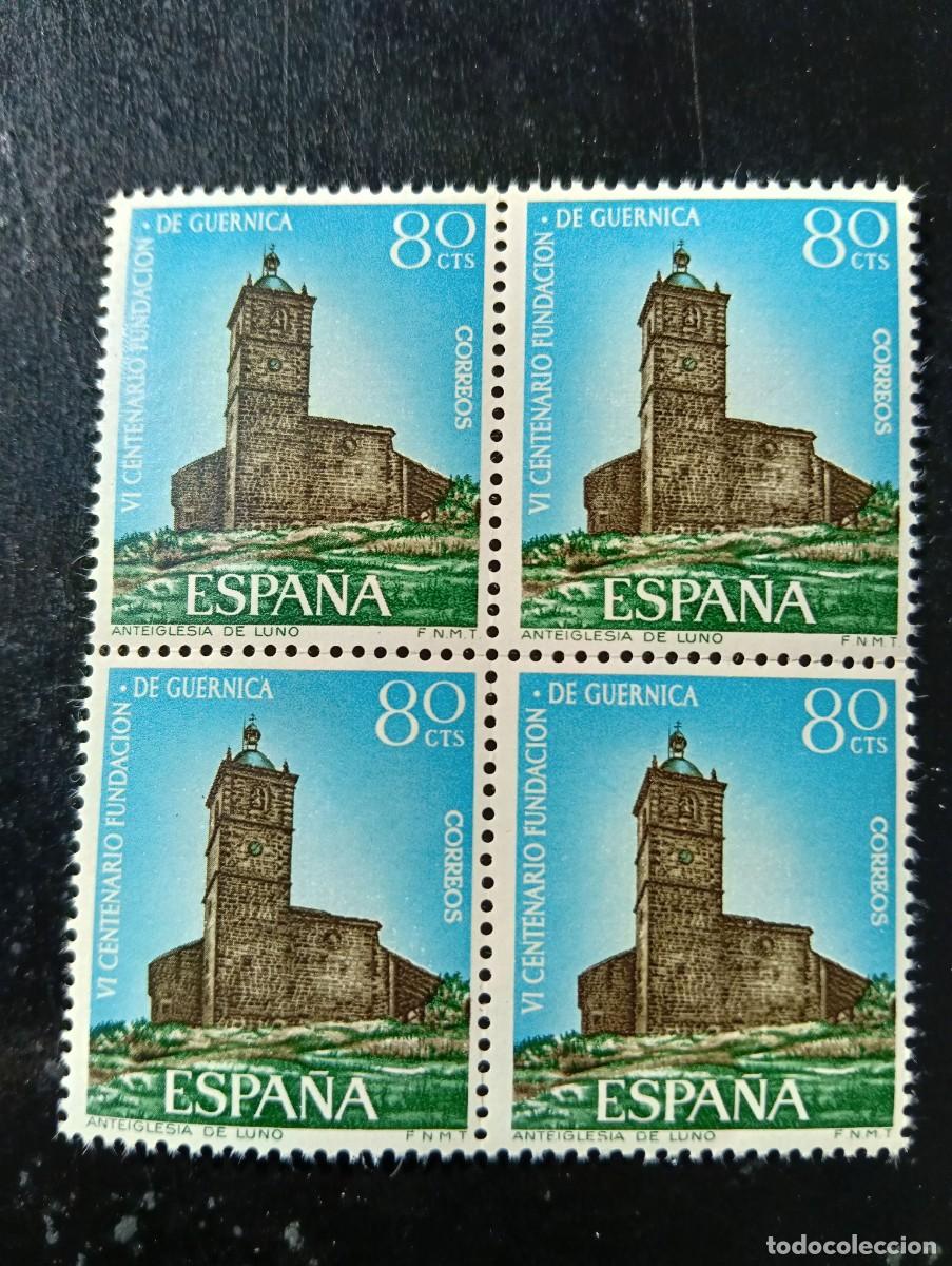 Francobolli: Espa&ntilde;a 1966 - Edifil 1720 - . IV centenario fundaci&oacute;n Guernica. Iglesia de Luno - Bloque de 4