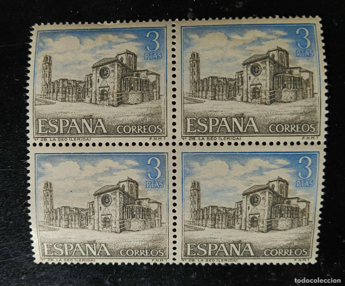 Selos: Espa&ntilde;a 1966 - Edifil 1734 - Turismo. Seo antigua. L&eacute;rida - Bloque de 4