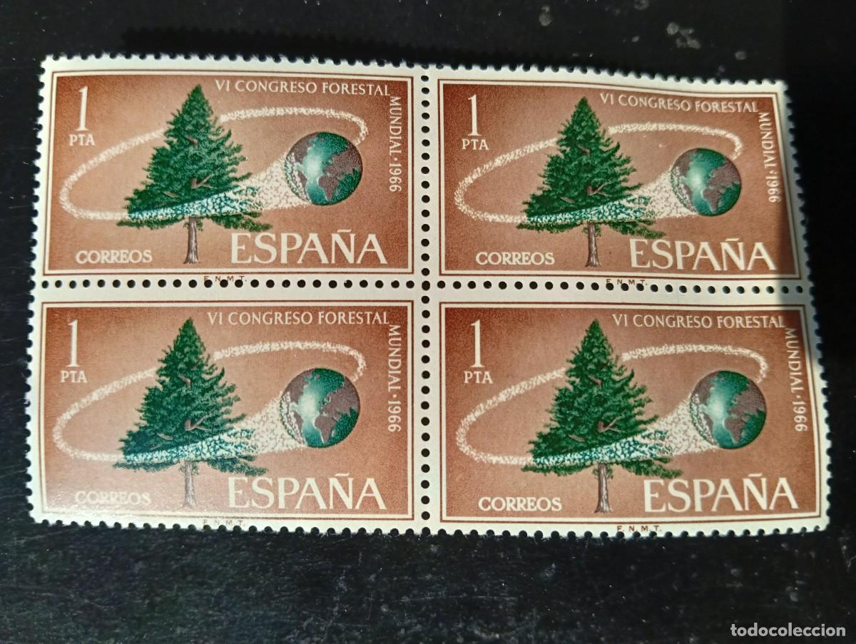 Francobolli: Espa&ntilde;a 1966 - VI Congreso Forestal mundial - Edifil 1736 - Bloque de 4