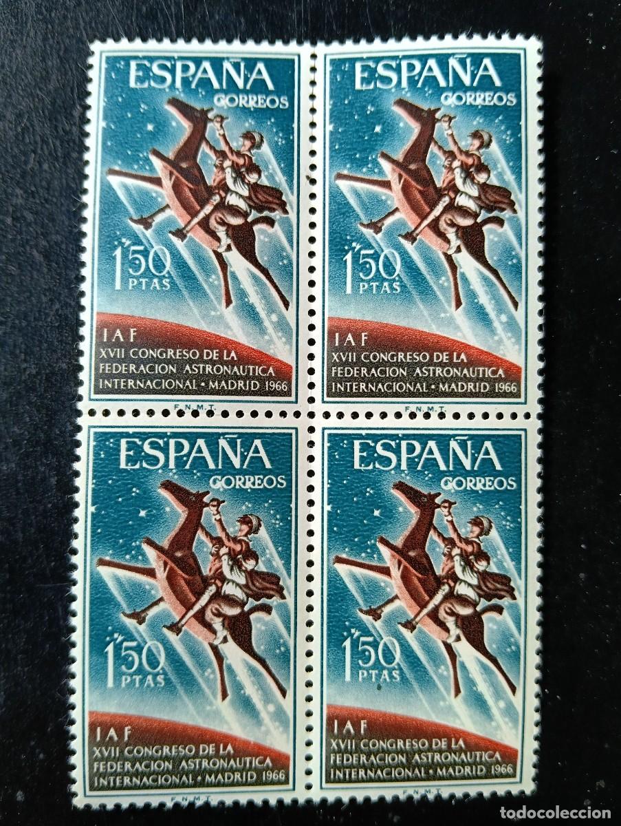 Stamps: Espa&ntilde;a 1966 - XVII Congreso Astron&aacute;utica Internacional - Edifil 1749 - Bloque de 4