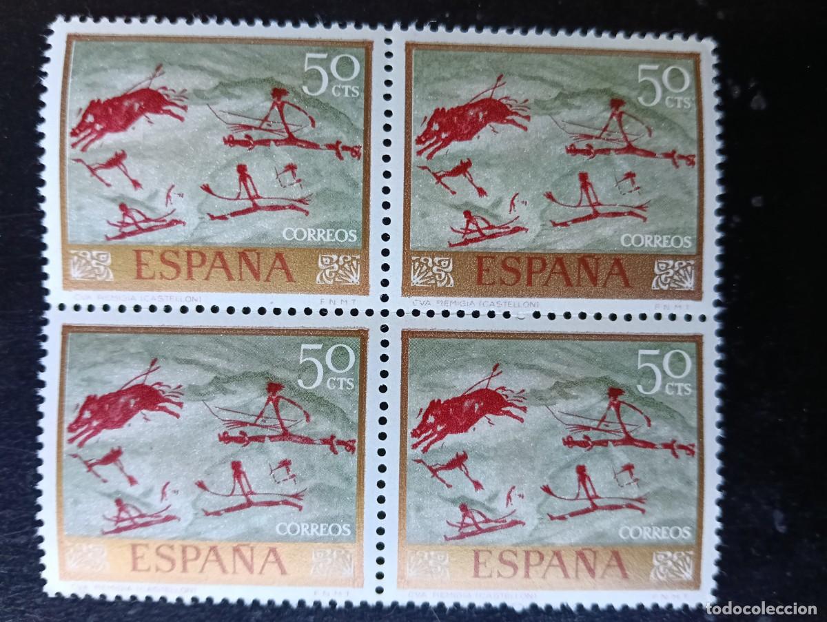 Briefmarken: Espa&ntilde;a 1967 - Edifil 1780 - PINTURAS RUPESTRES - Cueva REMIGIA, CASTELLON - Bloque de 4