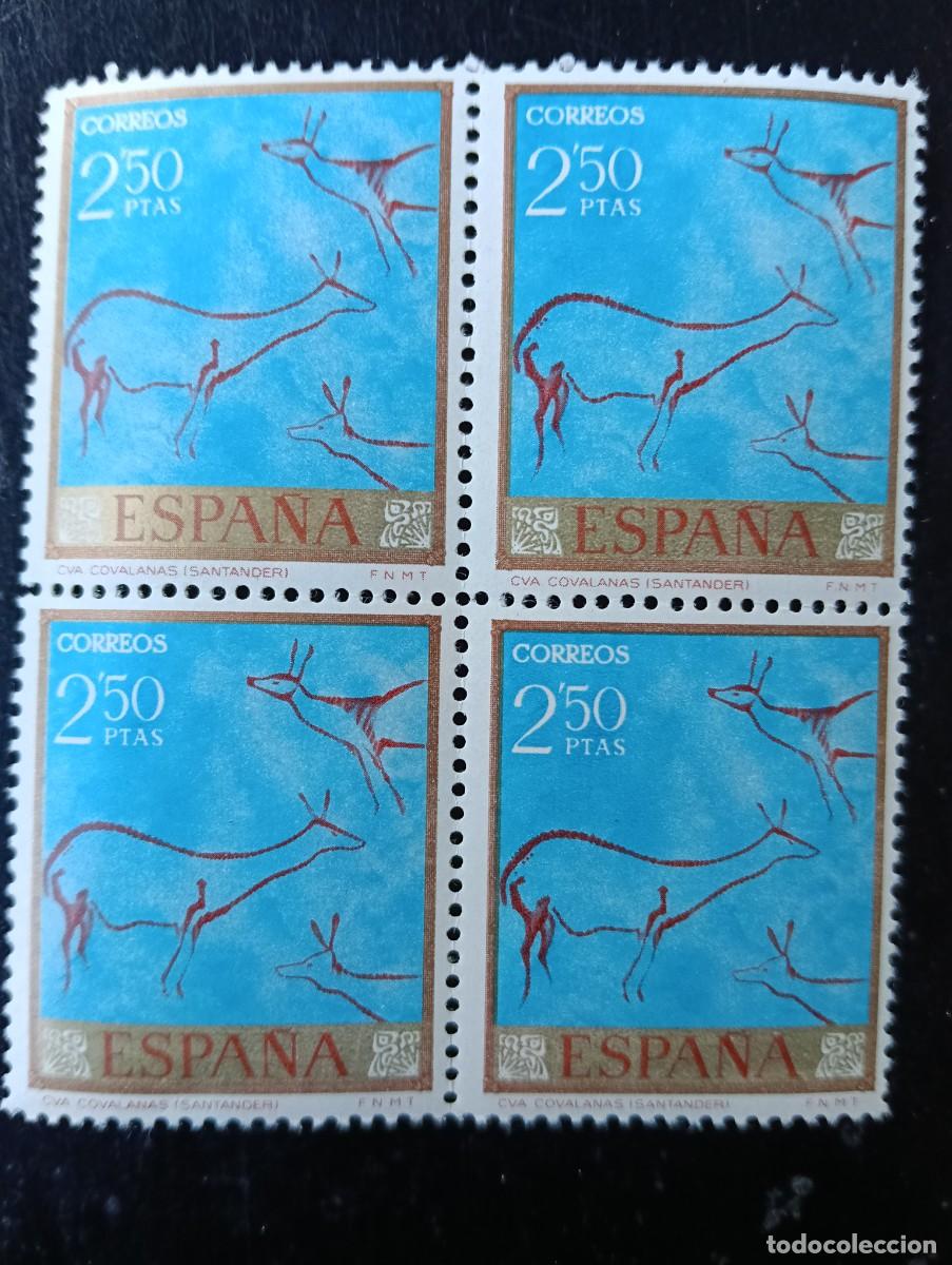 Briefmarken: Espa&ntilde;a 1967 - Edifil 1785 - PINTURAS RUPESTRES - Cueva COVALANAS, SANTANDER - Bloque de 4