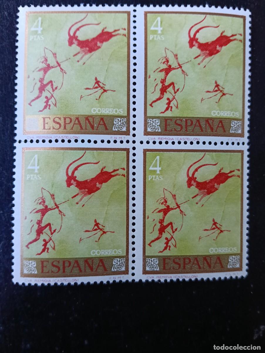 Briefmarken: Espa&ntilde;a 1967 - Edifil 1787 - PINTURAS RUPESTRES - Cueva REMIGIA, CASTELLON - Bloque de 4