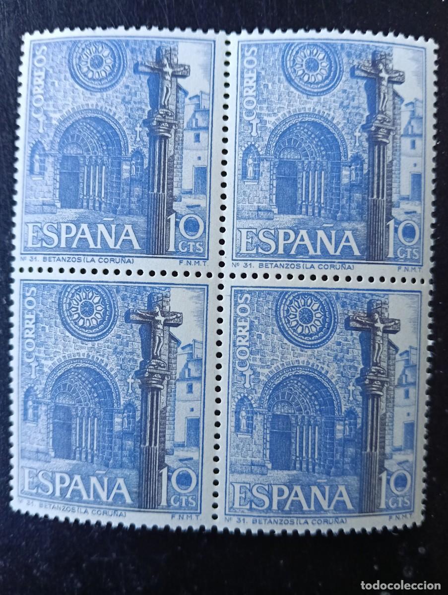 Stamps: Espa&ntilde;a 1968 - Edifil 1802 - Turismo. Iglesia Sta. M. do Azougue. Betanzos (Coru&ntilde;a) - Bloque de 4