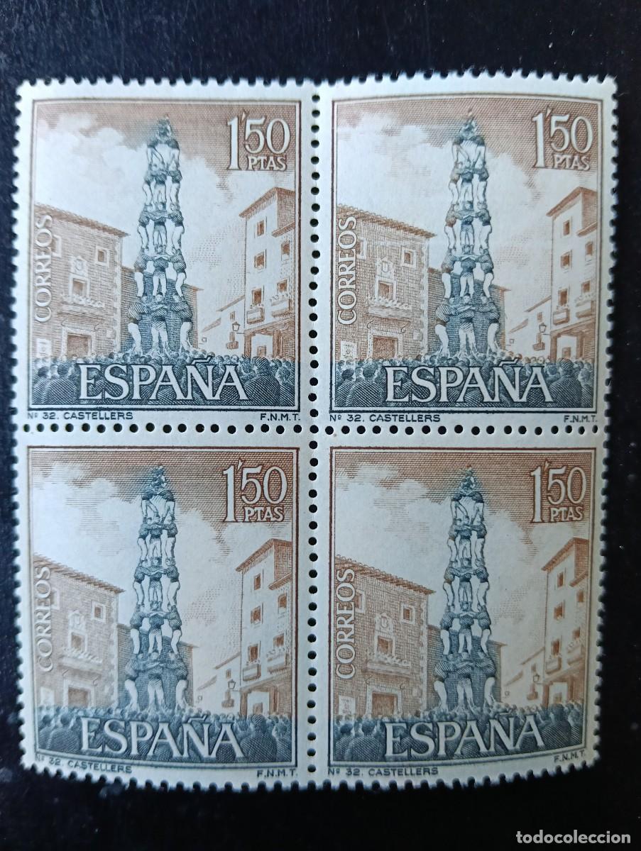Sellos: Espa&ntilde;a 1967 - Edifil 1804 - Turismo. Castellers (Catalu&ntilde;a) - Bloque de 4