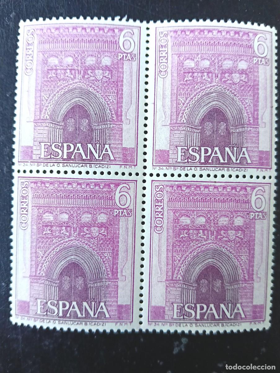 Briefmarken: ESPA&Ntilde;A 1967 - Edifil n&ordm; 1808, iglesia VIRGEN de la O, Sanl&uacute;car de Barrameda, C&aacute;diz - bloque de 4