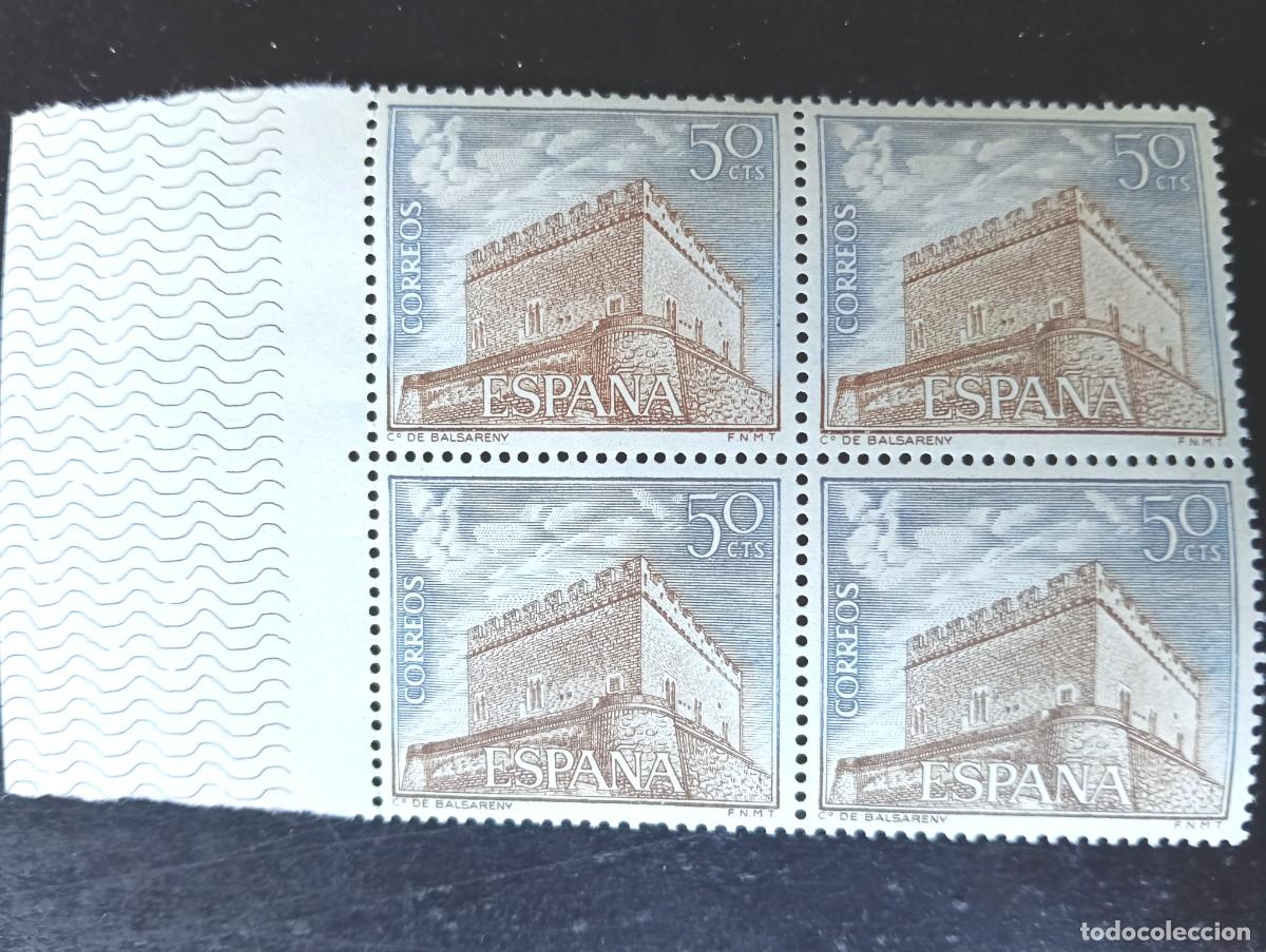 Timbres: ESPA&Ntilde;A 1967 - EDIFIL 1809 - CASTILLOS DE ESPA&Ntilde;A - CASTILLO DE BALSARENY, BARCELONA - BLOQUE DE 4