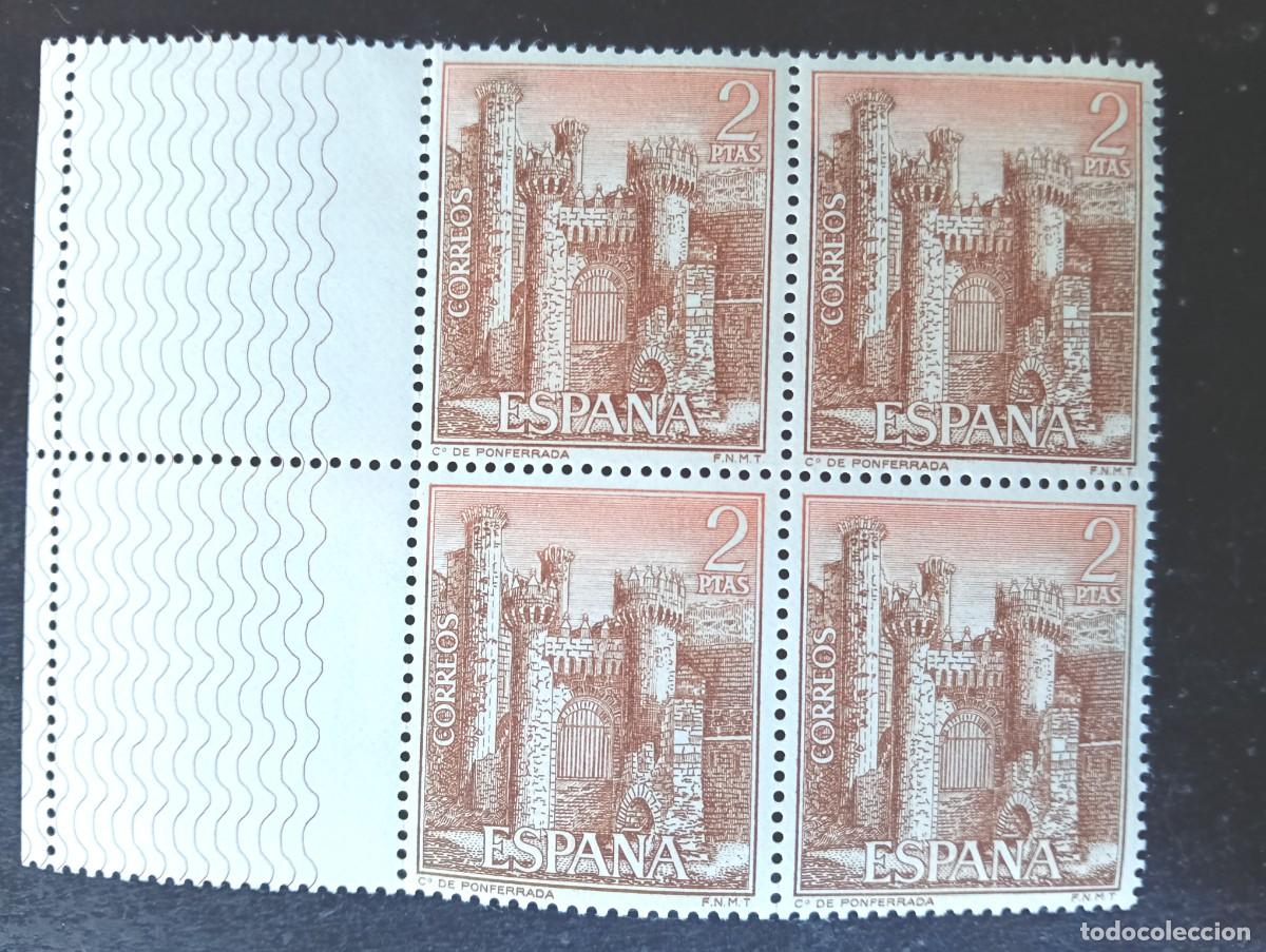 Selos: ESPA&Ntilde;A 1967 - EDIFIL 1812 - CASTILLOS DE ESPA&Ntilde;A - CASTILLO DE PONFERRADA, LEON - BLOQUE DE 4