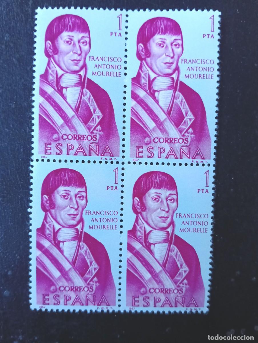 Briefmarken: Espa&ntilde;a 1967 - Edifil 1821 - Forjadores de Am&eacute;rica. Francisco Antonio Mourelle - Bloque de 4