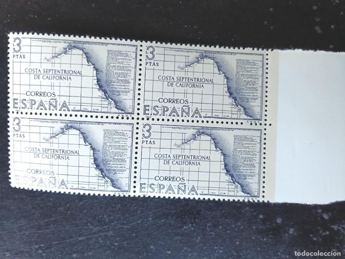 Stamps: Espa&ntilde;a 1967 - Edifil 1824 - Forjadores de Am&eacute;rica. Costa Septentrional de California - Bloque de 4