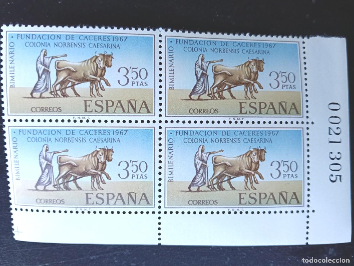 Briefmarken: ESPA&Ntilde;A 1967 - FUNDACION DE CACERES - EDIFIL N&ordm; 1828 - BLOQUE DE 4
