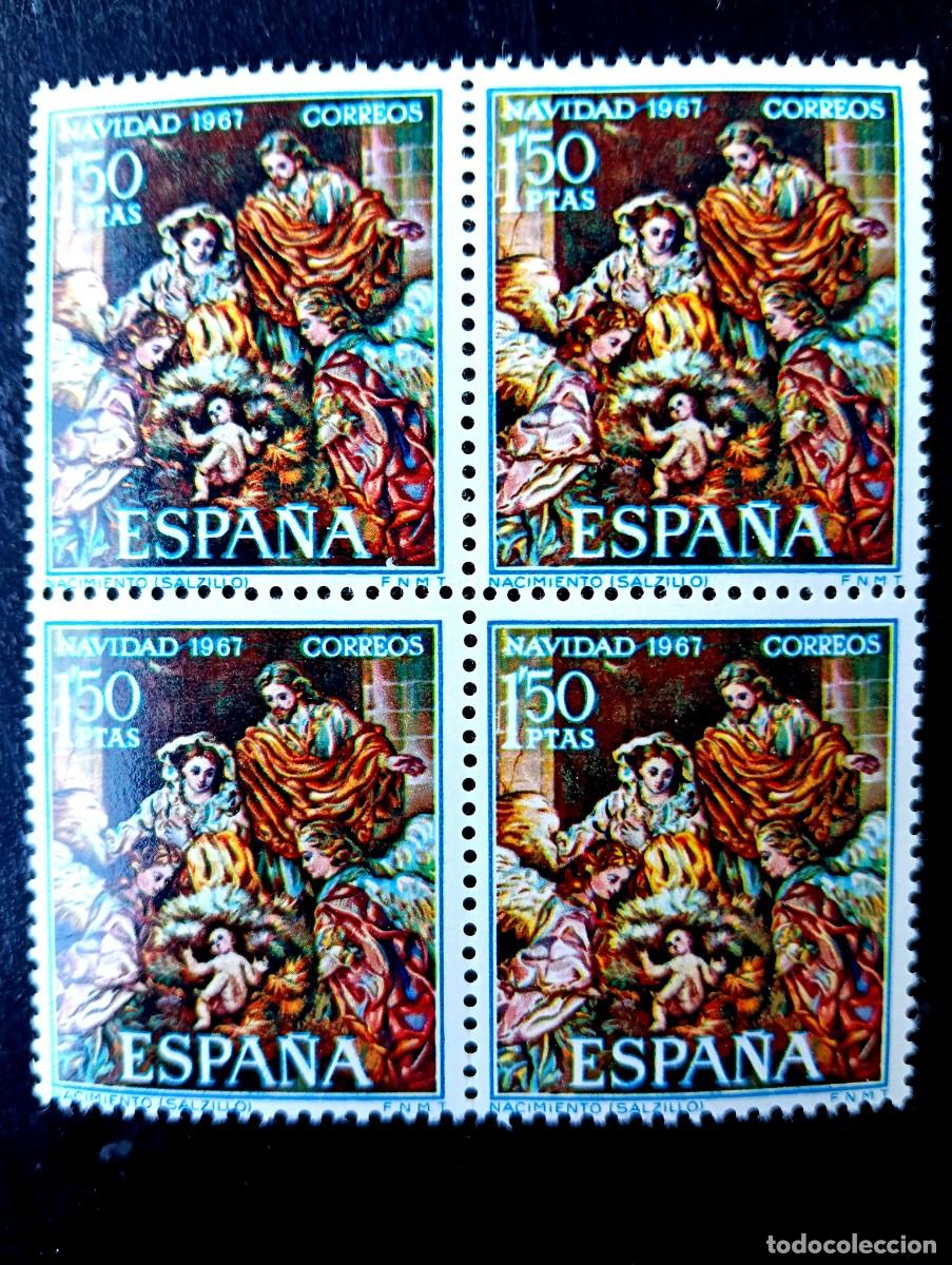 Selos: Espa&ntilde;a 1967 - Edifil 1838 - Navidad. Nacimiento (Salzillo) - Bloque de 4