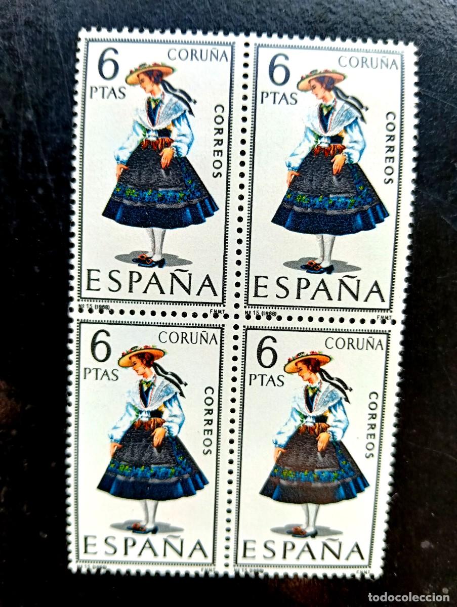 Selos: Espa&ntilde;a 1968 - Edifil 1841 - Trajes t&iacute;picos. CORU&Ntilde;A - Bloque de 4