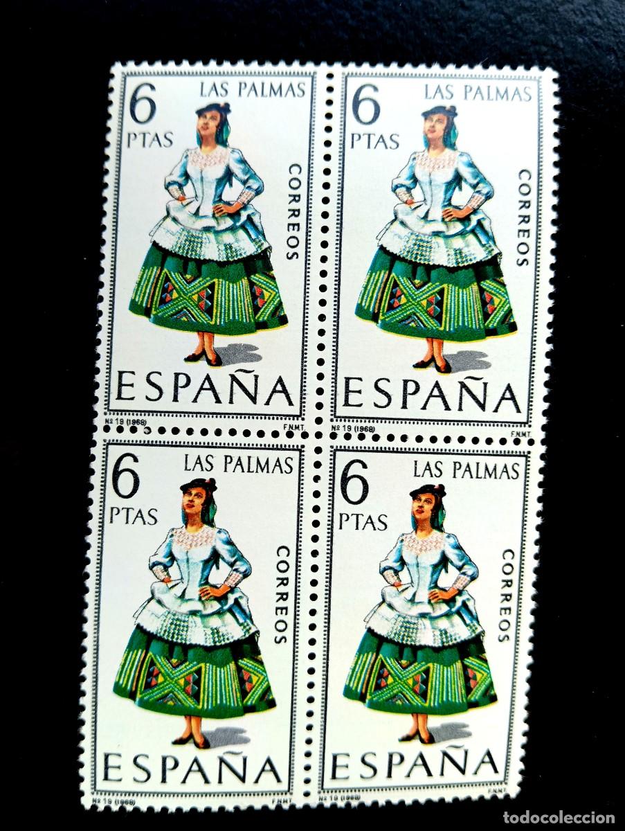 Francobolli: Espa&ntilde;a 1968 - Edifil 1845 - Trajes t&iacute;picos. LAS PALMAS - Bloque de 4