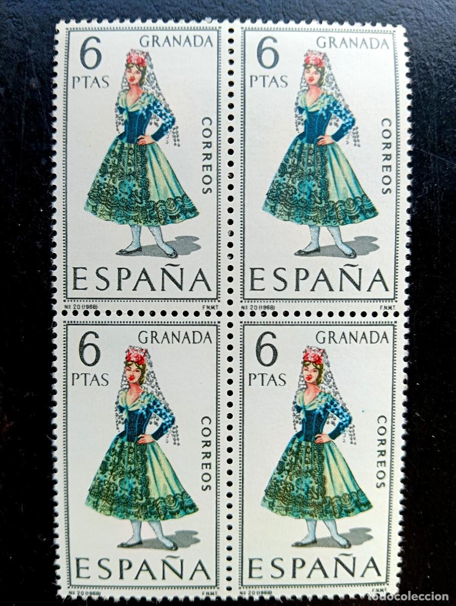 Selos: Espa&ntilde;a 1968 - Edifil 1846 - Trajes t&iacute;picos. GRANADA - Bloque de 4