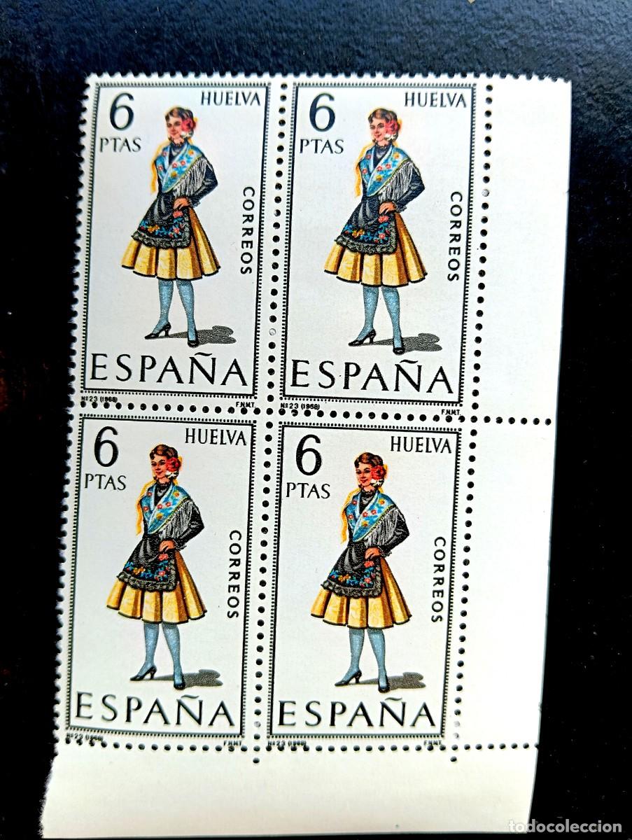 Selos: Espa&ntilde;a 1968 - Edifil 1849 - Trajes t&iacute;picos. HUELVA - Bloque de 4